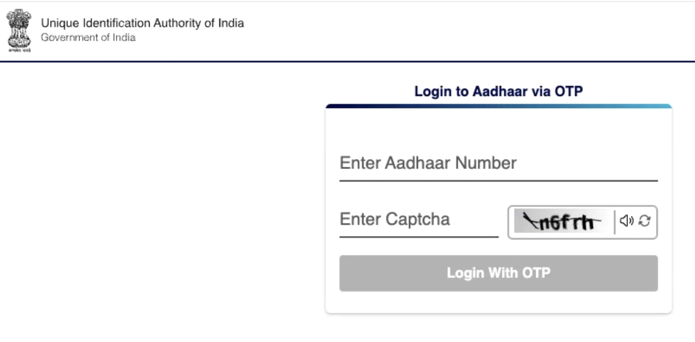 How to Login to My Aadhaar Portal Step 2
